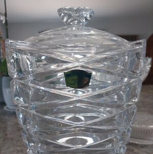 Gorgeous Poland Crystal jar with lid.